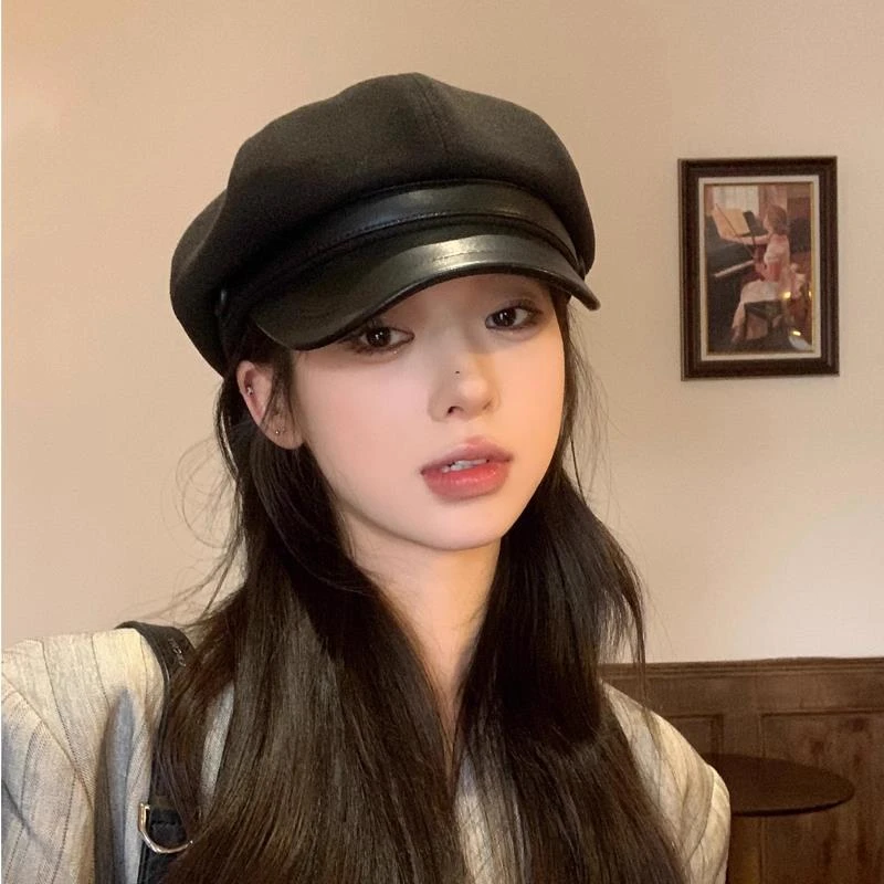 2024新款春秋云朵八角帽子女英伦复古画家贝雷帽百搭显脸小鸭舌帽