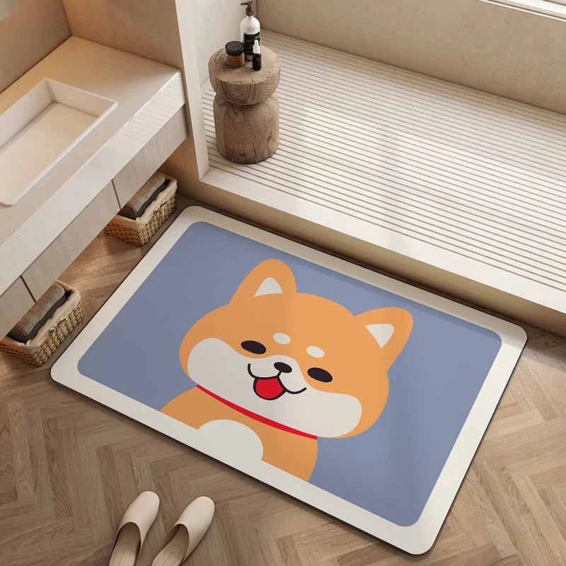 H008【50*80CM】柴犬造型浴室卫生间入户门吸水防滑速干耐脏地垫