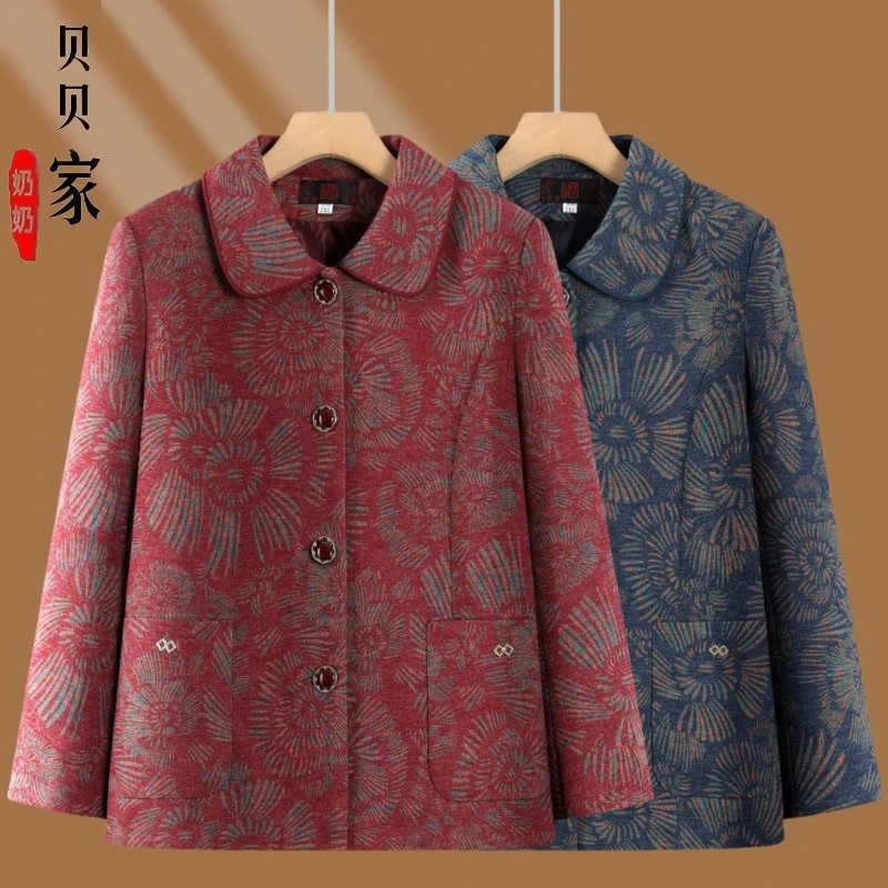 中老年人秋装女外套奶奶装老太太翻领妈妈春秋款宽松老人衣服上衣