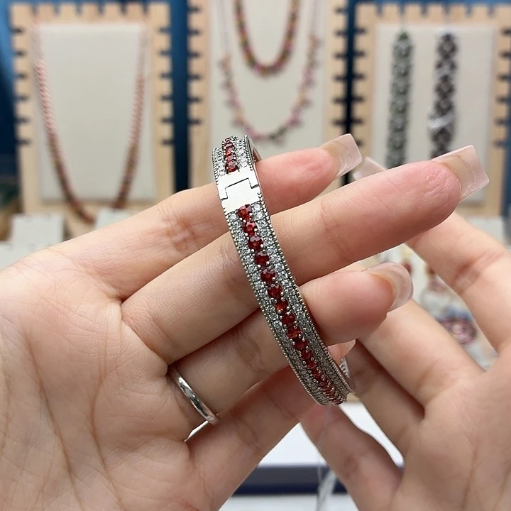 手镯蓝宝石银S925镶嵌