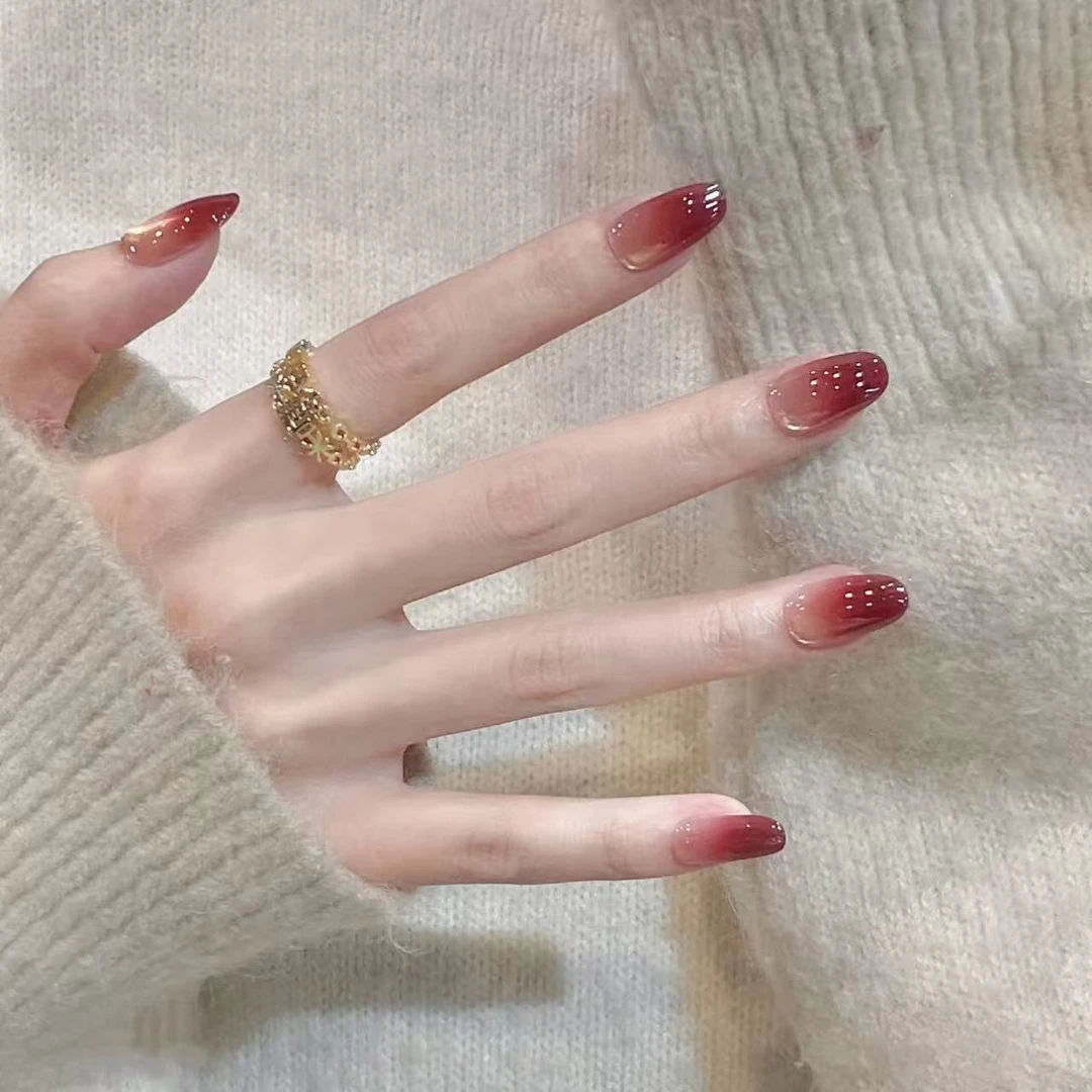 【烟熏玫瑰】纯手工渐变追光猫眼新款显白简约百搭爆闪穿戴美甲款