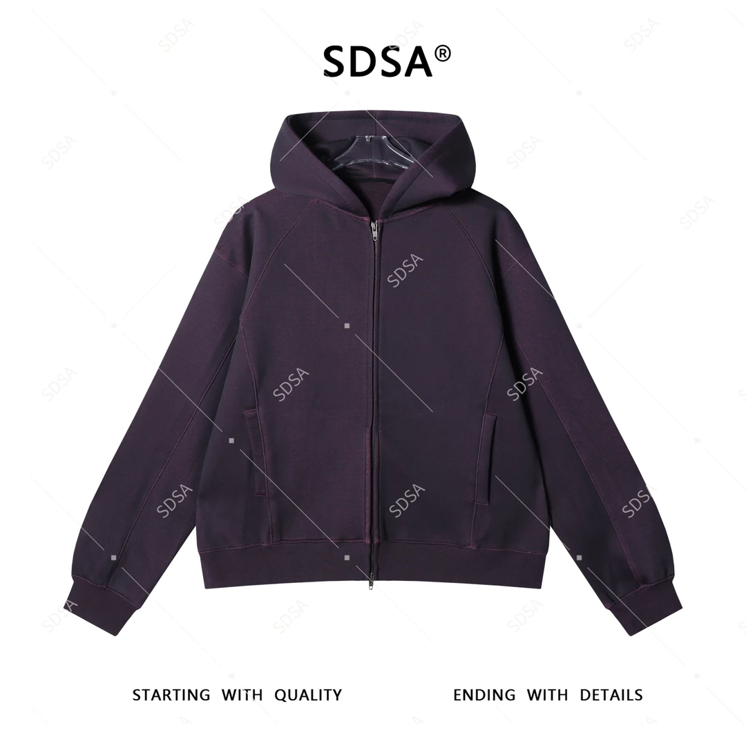 SDSA男士秋冬新款轻奢痞帅男装连帽开衫扎染上衣百搭卫衣时尚潮流