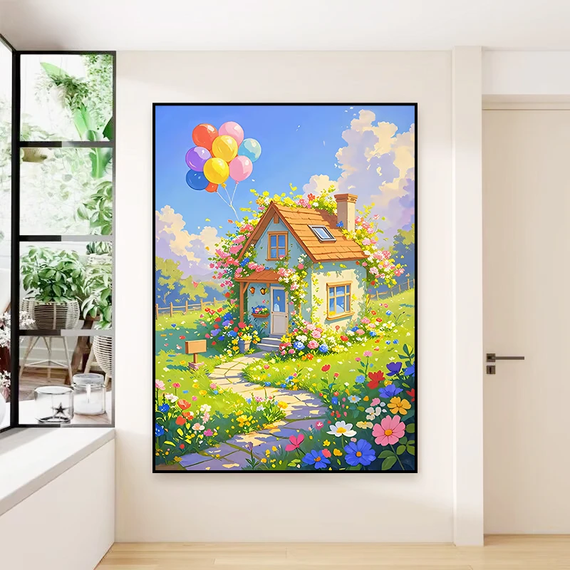 S25浪漫花海装饰画客厅宿舍书房治愈田园生活森林花房风景挂画