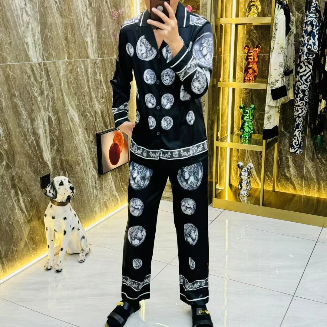 【9135】可外穿丝滑舒适家居服睡衣套装男士时尚休闲轻薄透气