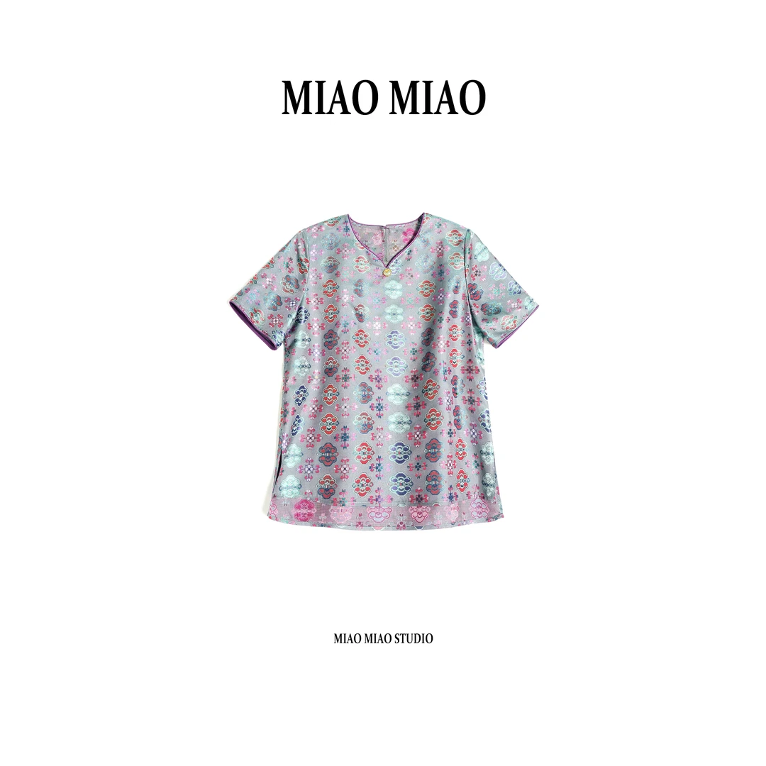 【碧颖花纨】淼淼家R527名家蜀锦罗胡德银国风新中式桑蚕丝上衣