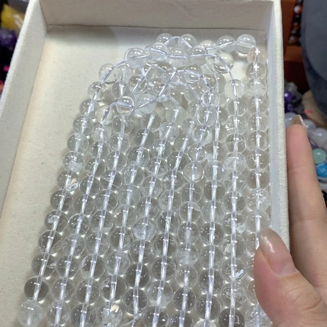 玛瑙/玉髓合金珠宝半成品白水晶一条卡10mm