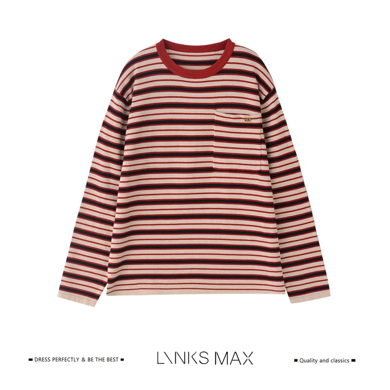 Links Max【可可专属】福运蛇 复古撞色绵羊毛条纹针织衫YK261