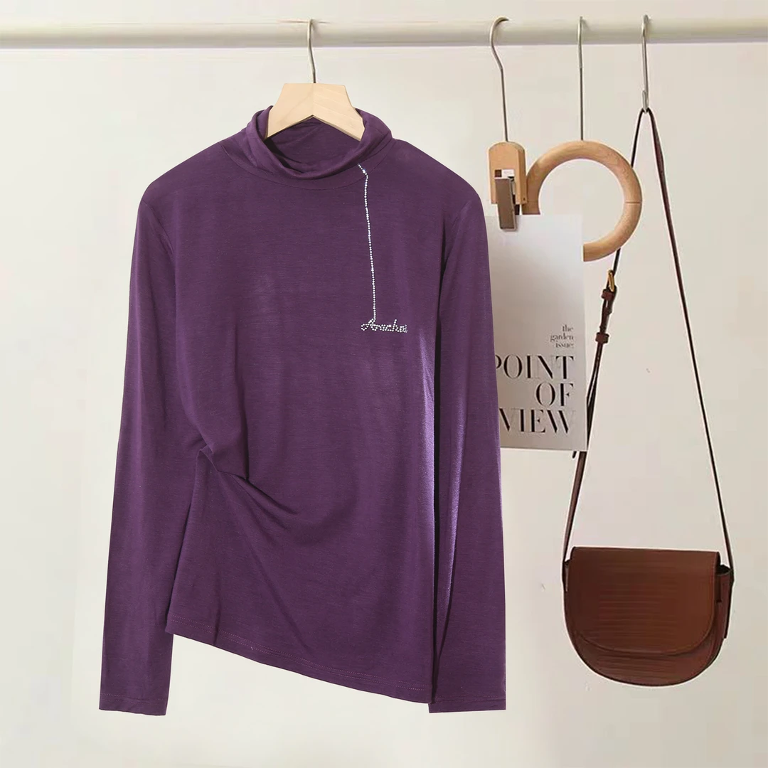 时尚内搭女韩系高领纯色春秋修身设计感百搭长袖上衣时尚T恤H564