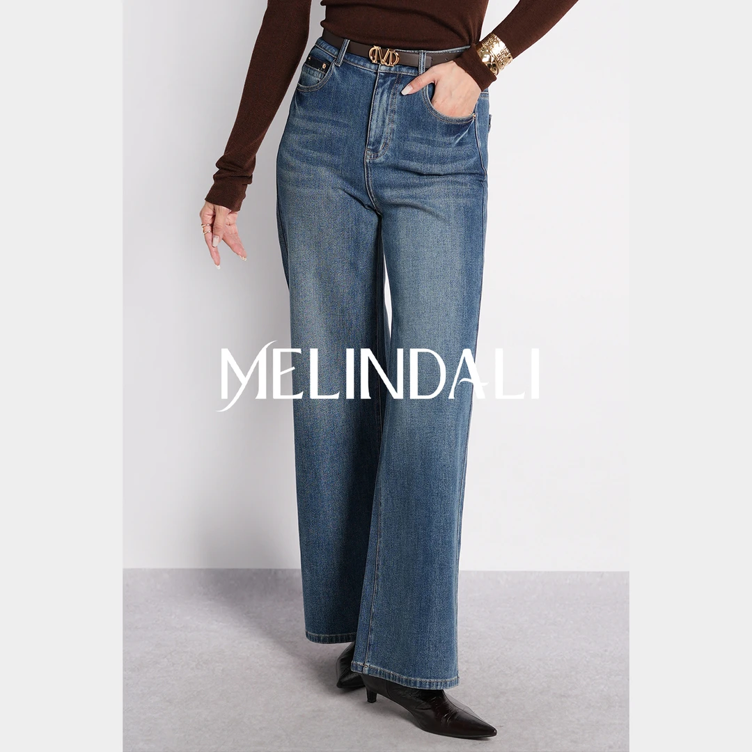 Melinda Li【型格丹宁】复古水洗高腰宽松直筒莱赛尔棉牛仔裤秋冬