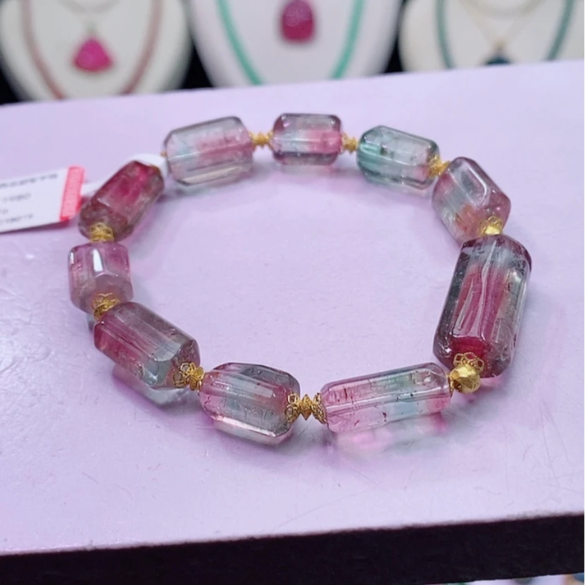 【闪购商品】碧玺手链18K金镶嵌碧玺手链