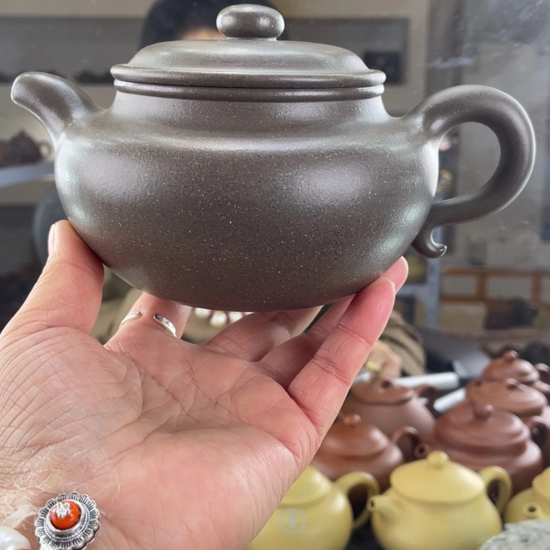 紫砂茶壶大水潭梨皮青段全手工仿古500cc