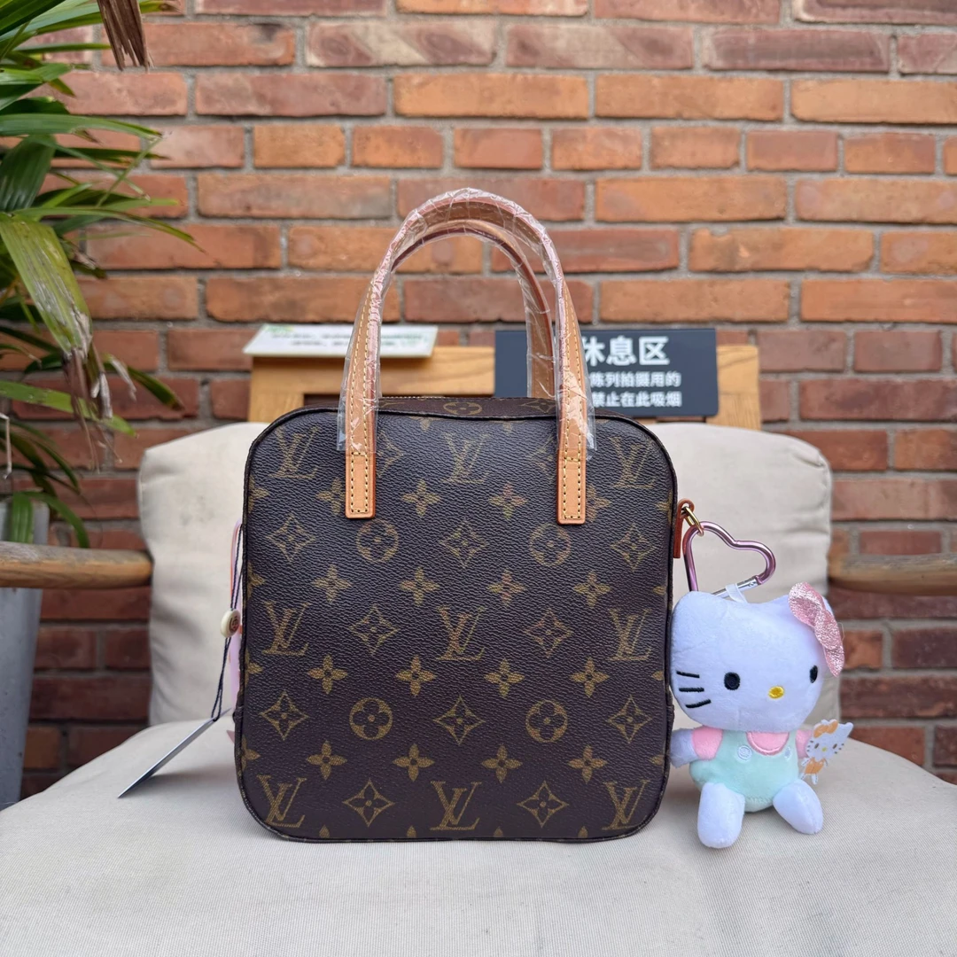 修复品LouisVuitton/路易威登便当饭盒包女士单肩包经典老花中古