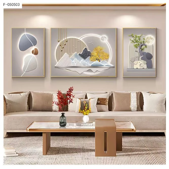 简约轻奢风格客厅沙发背景墙新中式装饰画