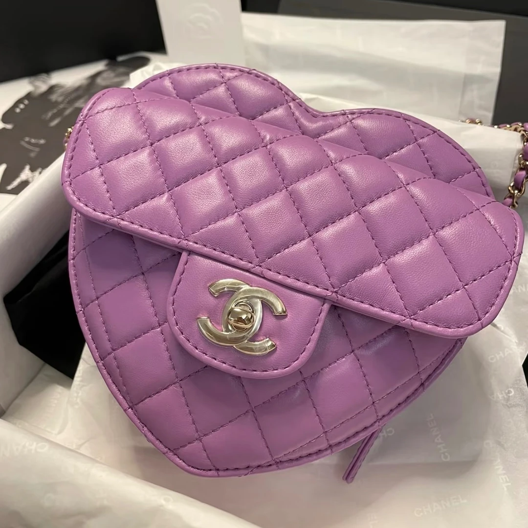99新 Chanel/香奈儿 7姐专场/紫色爱心小号链条包
