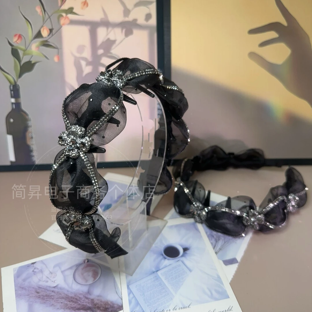 韩版倒齿十字镶钻小香风气质时尚百搭减龄款原创发箍T0922