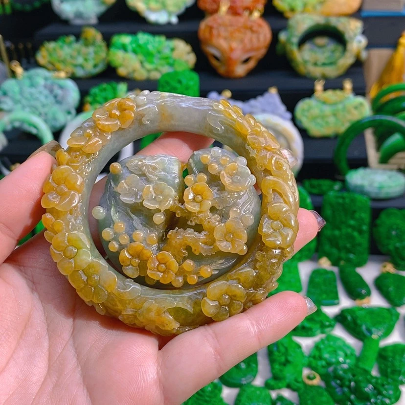 【闪购商品】翡翠手镯未镶嵌黄绿翡套镯