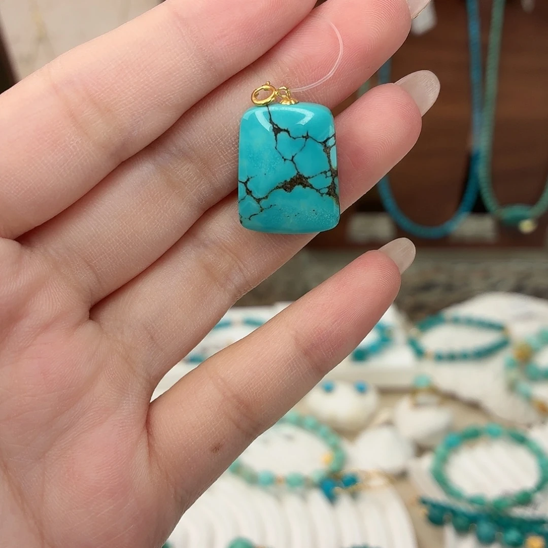 绿松石18K金镶嵌吊坠(不含链)
