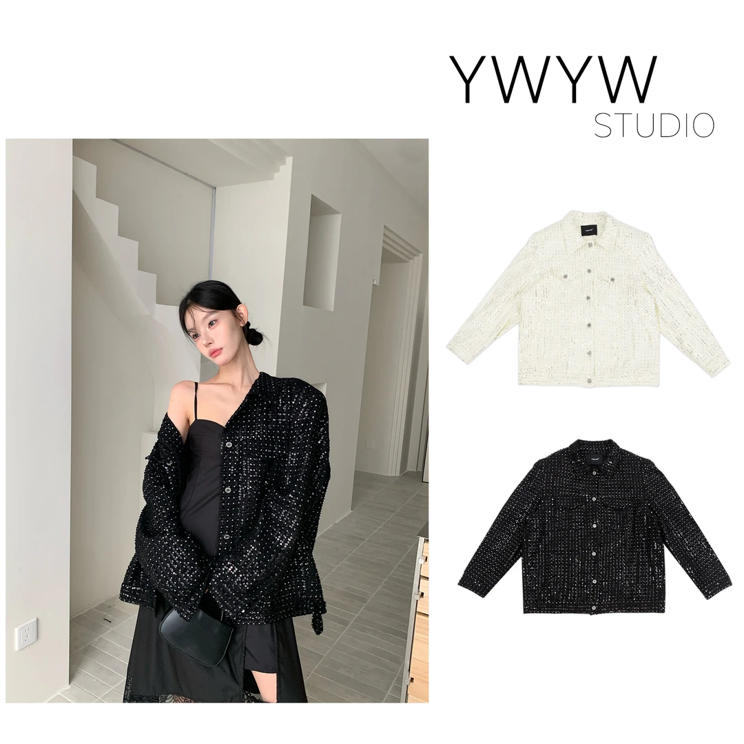 【YWYW25SS/S】春季小众设计感气质亮片外套A8218