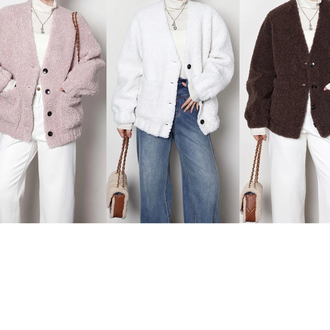 裂渡宣宣-【丹麦童话】微胖大码女冬气质保暖V领毛呢外套ZY410K09