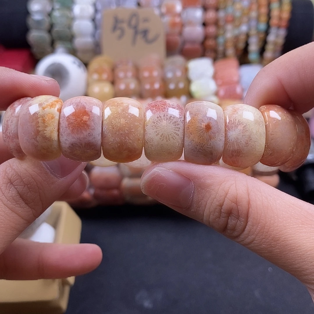 硅化珊瑚（珊瑚玉）未镶嵌手牌浅色系32