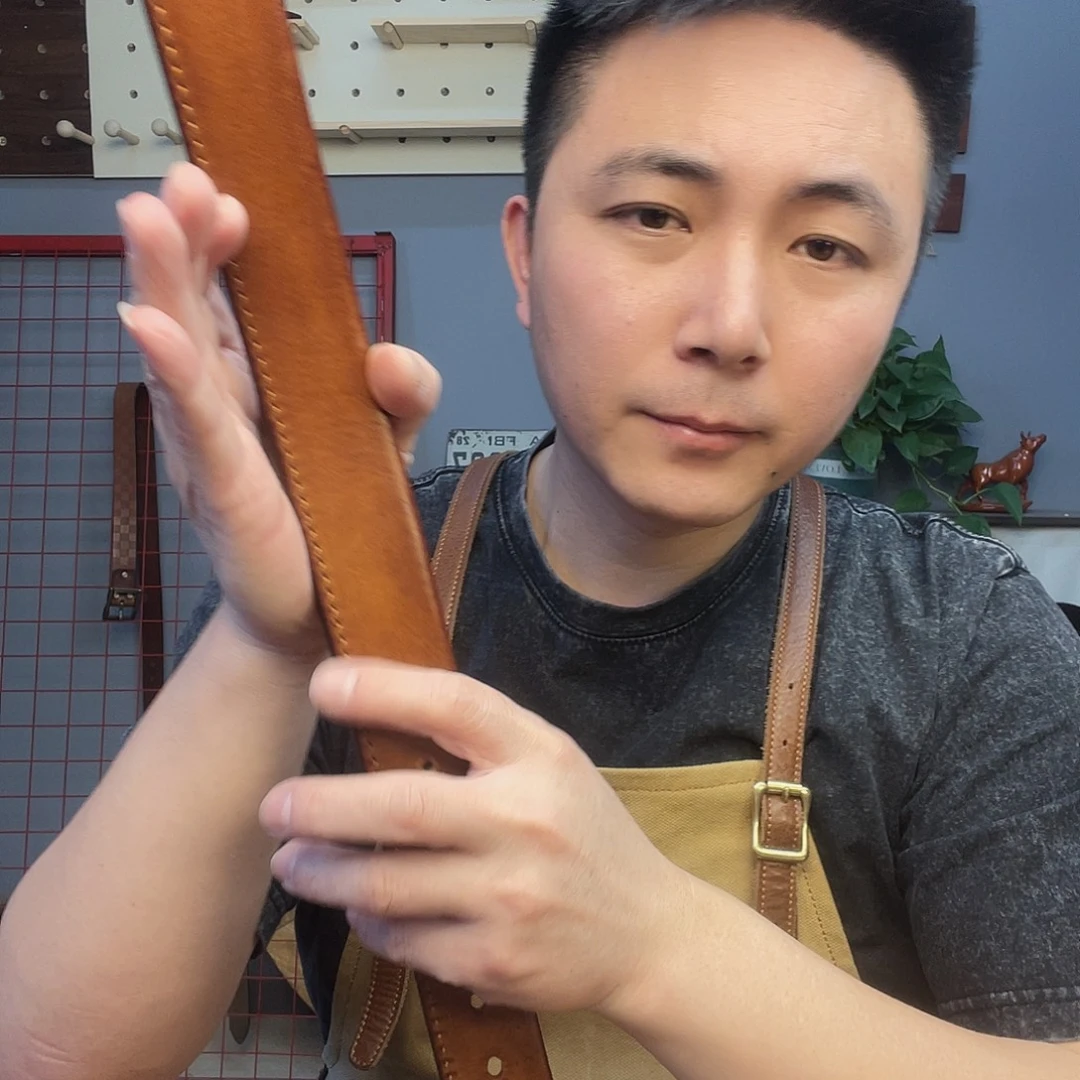 三***日头层牛皮腰带对折款