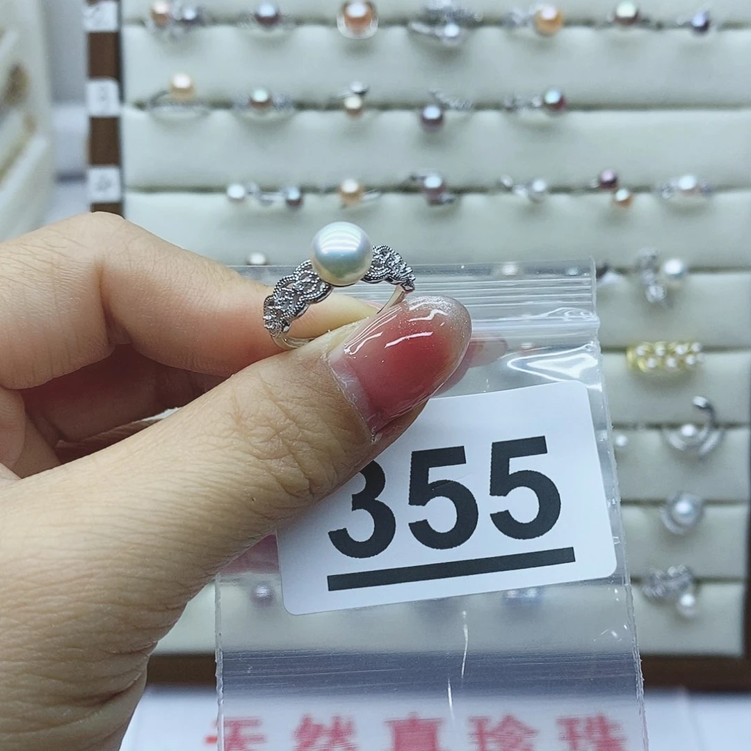 淡水珍珠戒指银S925镶嵌W****e355