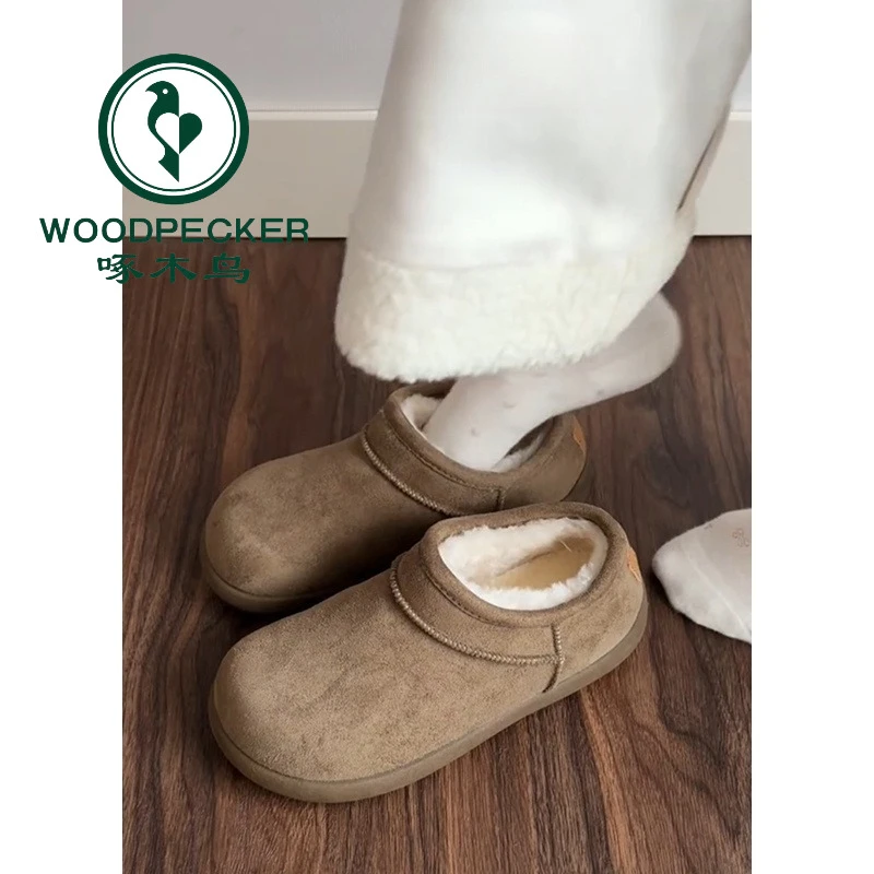 啄木鸟棉鞋女款2025新款秋冬季超火加绒加厚保暖鞋厚底舒适雪地靴