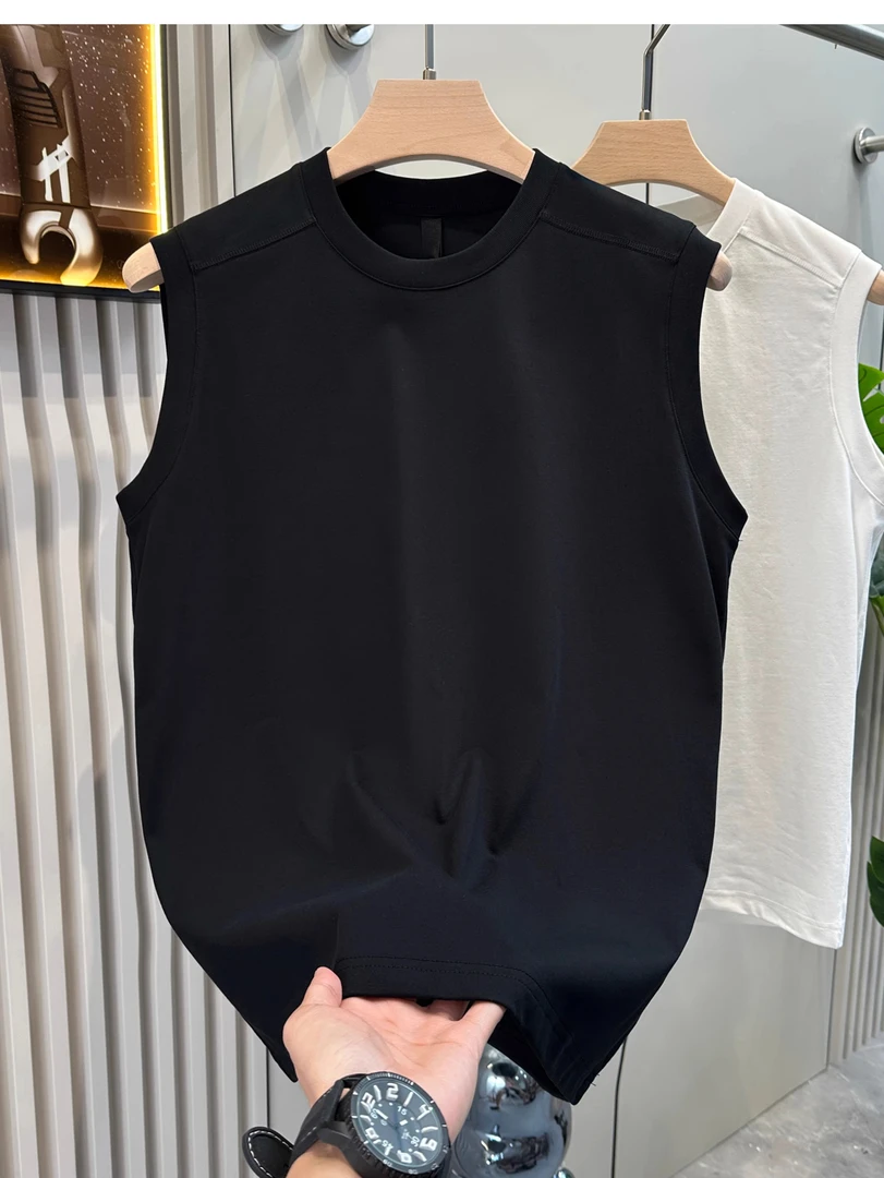 高级感夏季亲肤冰爽无袖坎肩男士运动百搭T恤背心透气吸湿汗衫