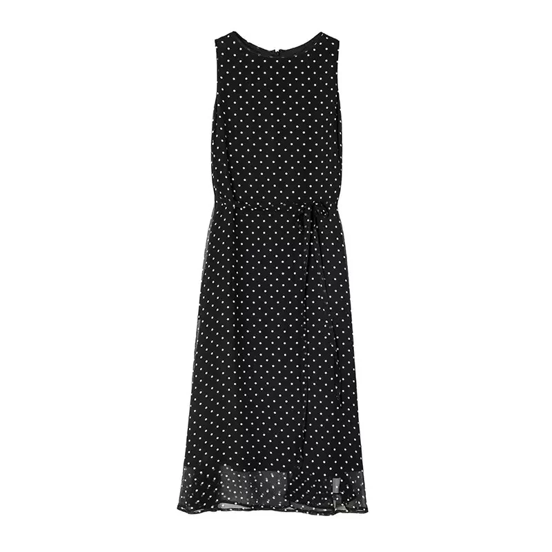 祯智服饰BA-9068 经典无袖波点连衣裙 夏季显瘦长裙