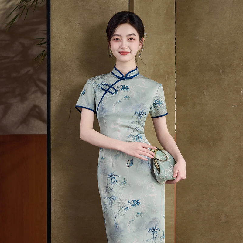 旗袍2025新款夏季新中式改良版妈妈年轻高端大气素雅短袖国风气质
