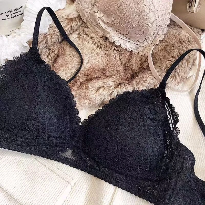 海棠花蕾丝小胸平胸专用内衣女士三角杯文胸性感舒适礼盒