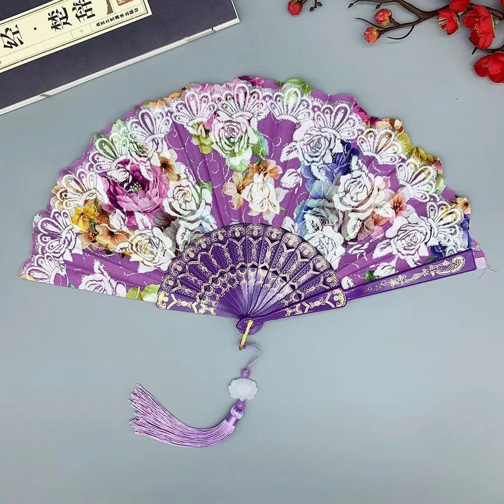 【买一送一】玫瑰中国风折扇咏春舞蹈扇高档扇子礼品扇子