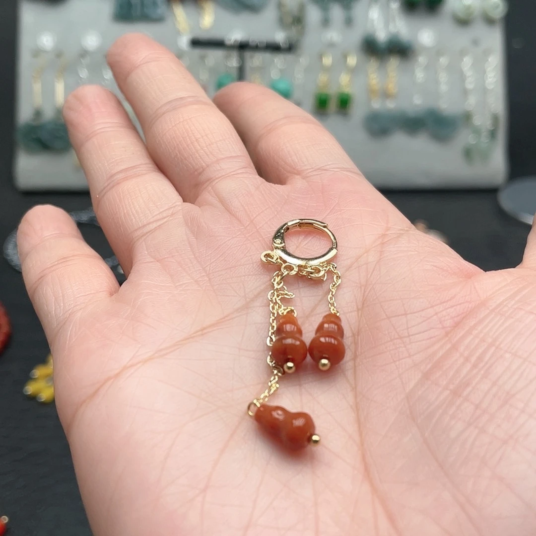 银S925镶嵌翡翠耳饰2477