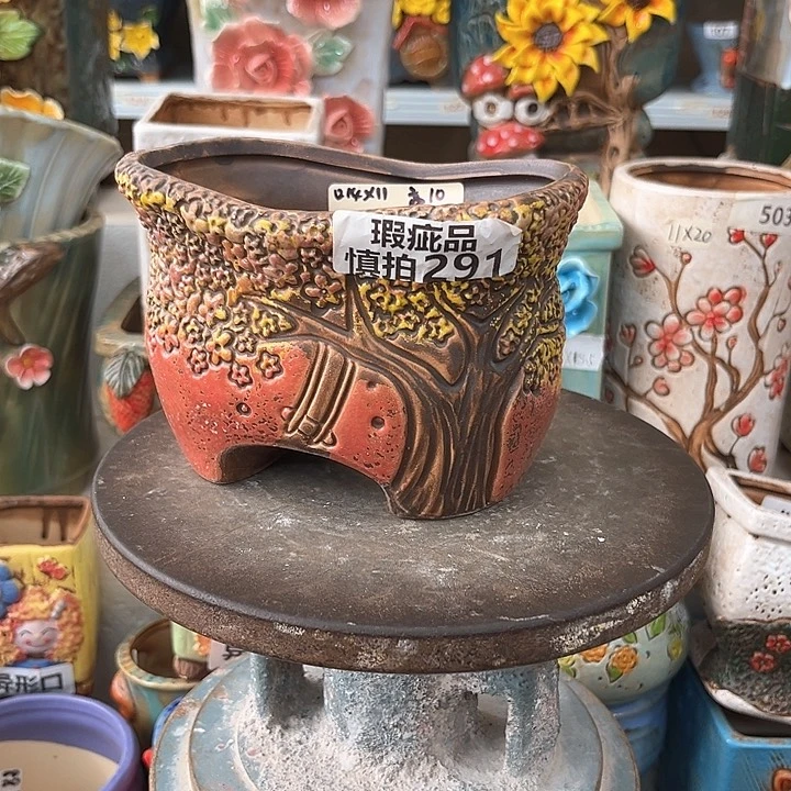 紫砂花盆粗陶材质多肉花盆