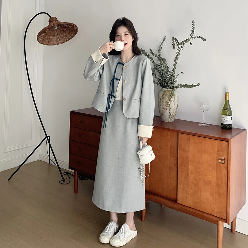 绝美开春小套装2025超火一整套新中式国风上衣清楚系半身裙两件套