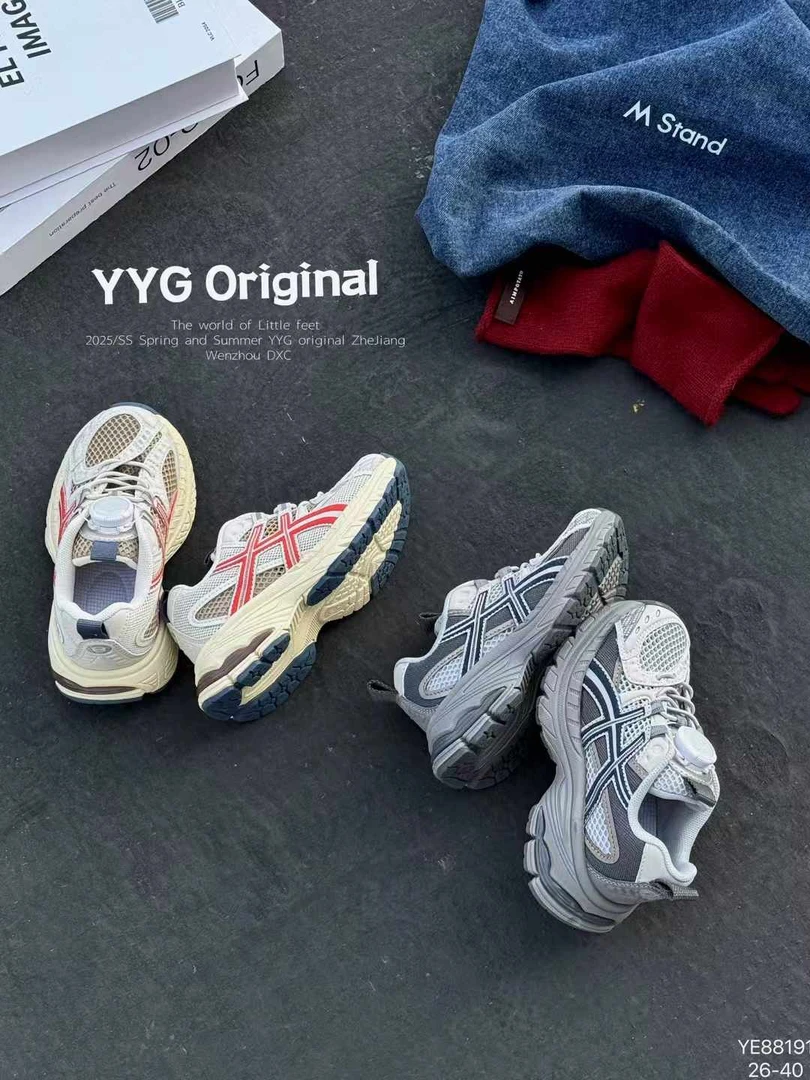 88191夏新款儿童单网钮扣透网运动鞋中大童轻便透气老爹鞋跑鞋