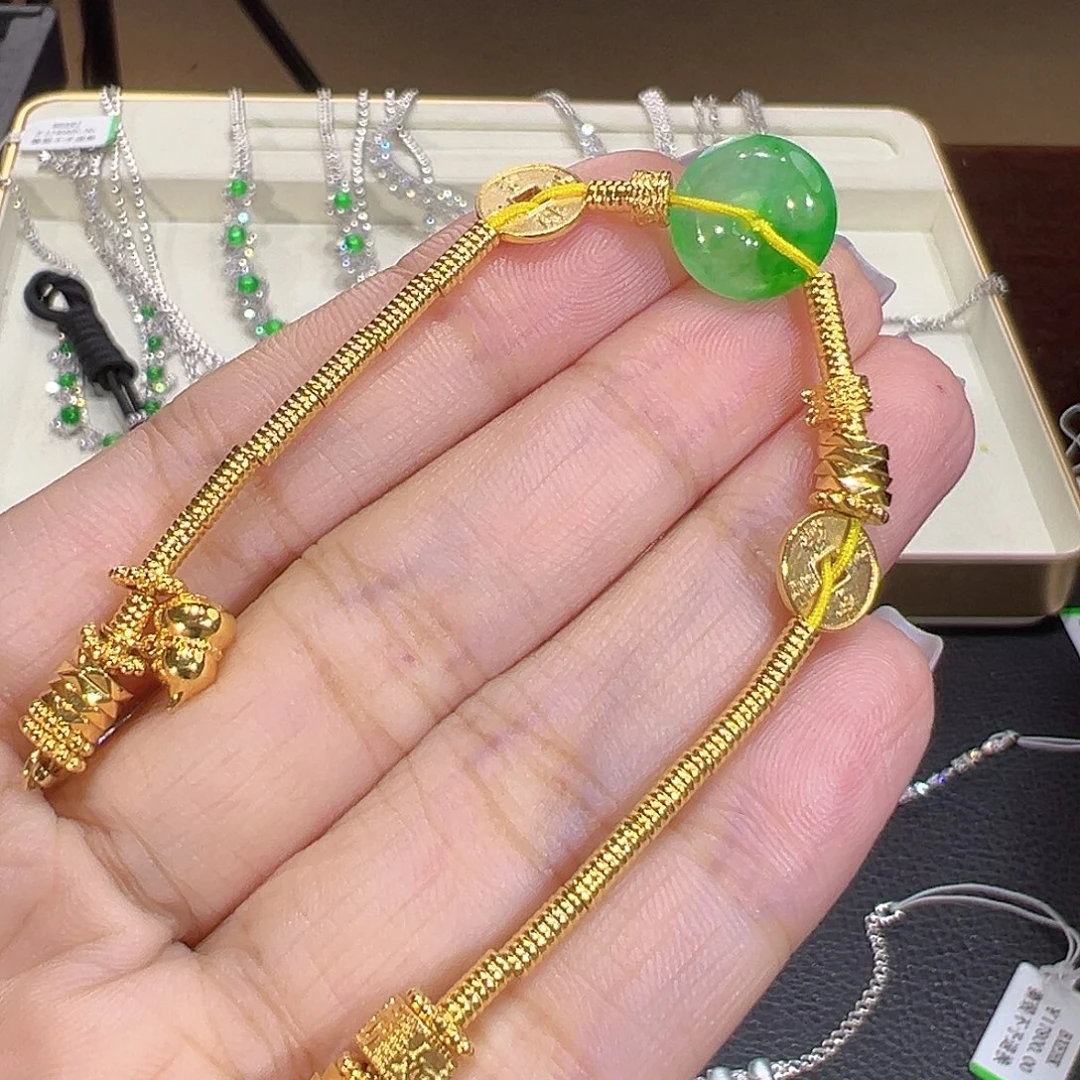 翡翠18K金镶嵌手链翡翠