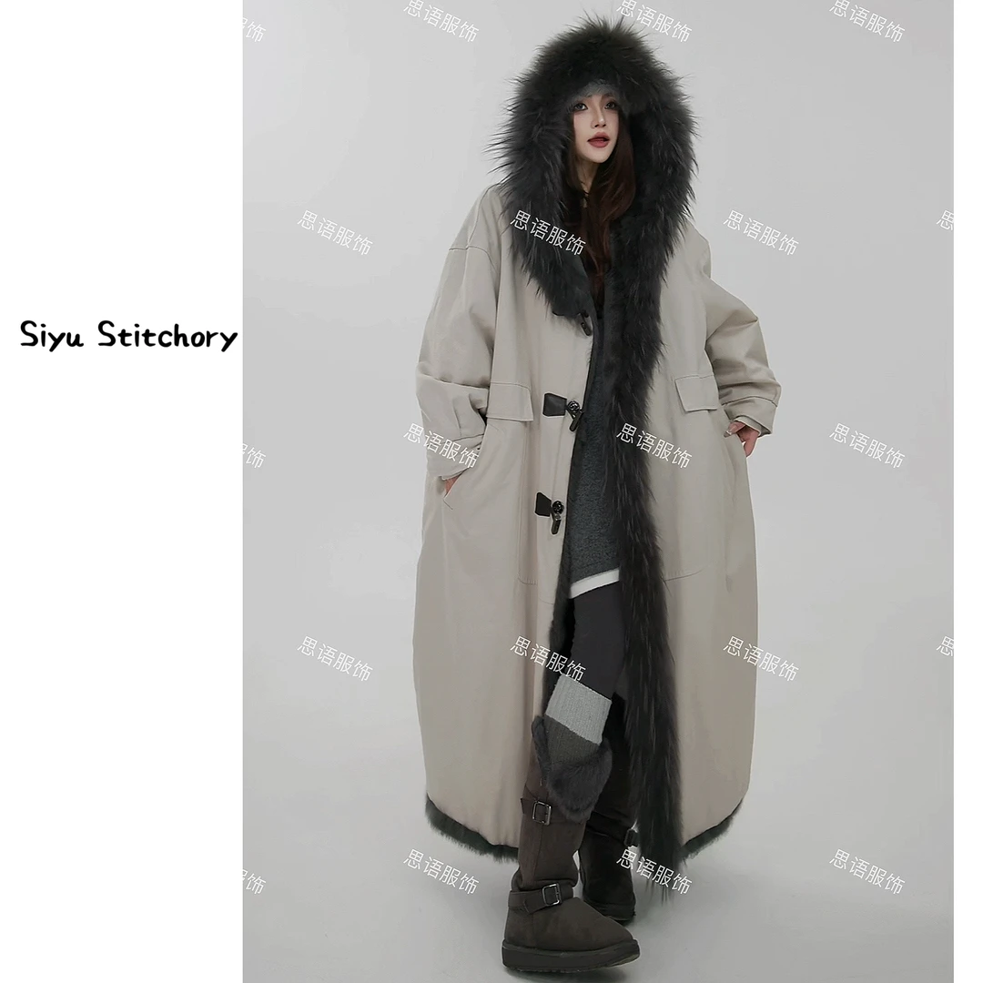【思语】“白月光” CC251108 原创新款貉子毛领兔毛一体皮草外套