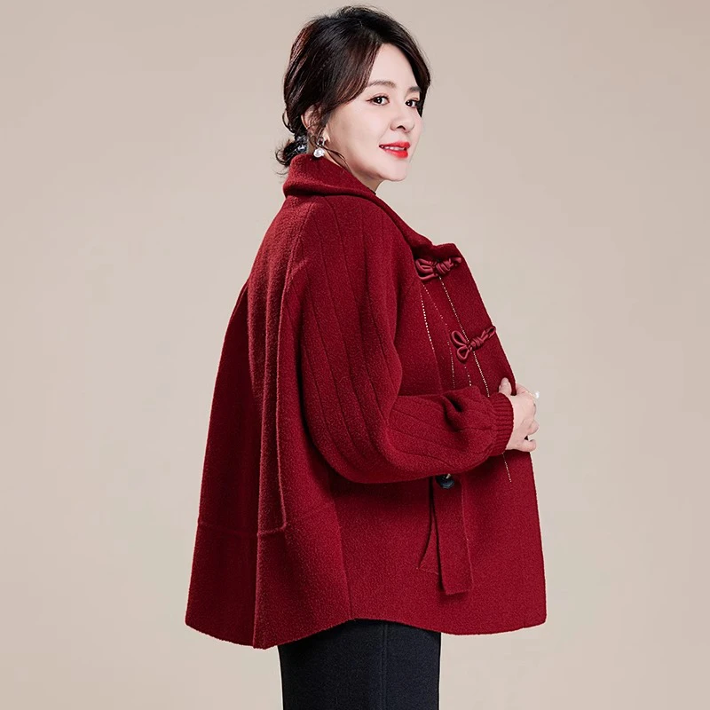 妈妈外套秋冬款大码洋气2025新款时尚气质中老年女春装新中式呢子