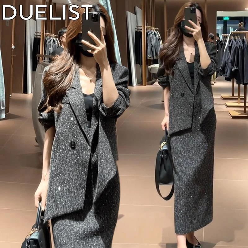 DUELIST时尚高级感两件套女新款气质洋派别致西服显瘦半身裙套装