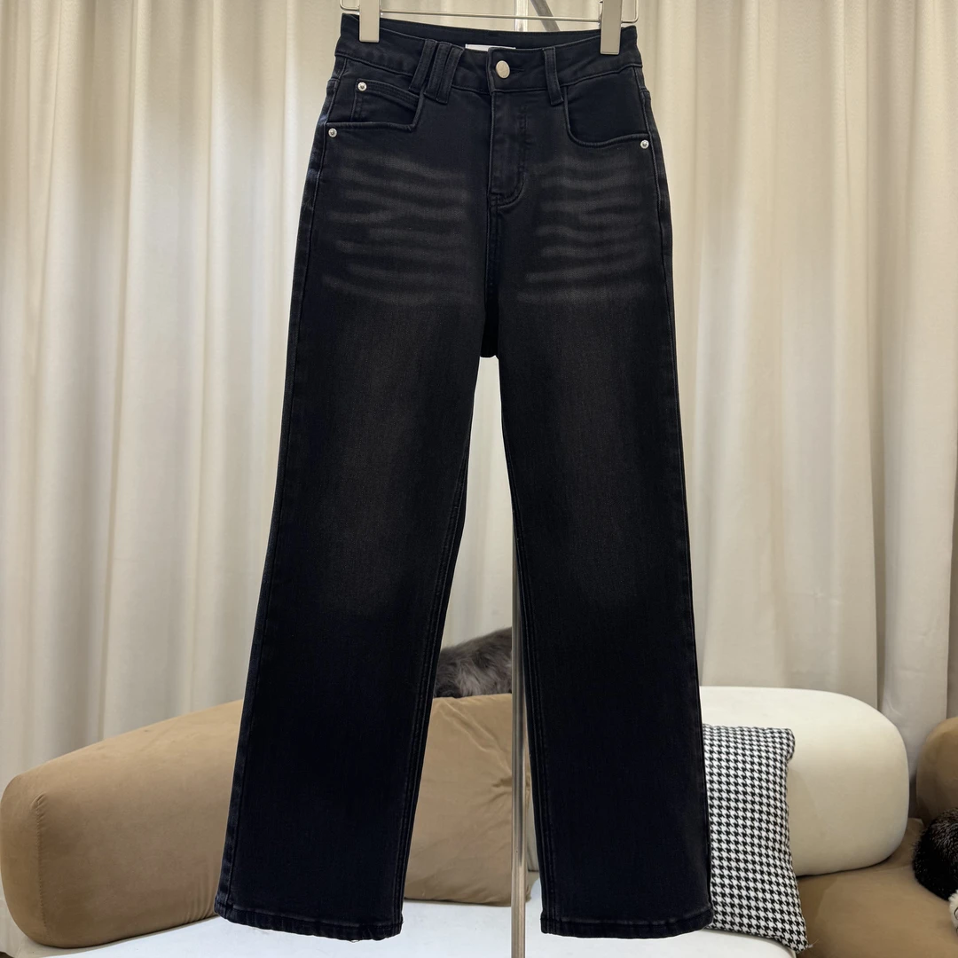 zaw大码女装直筒牛仔裤女春季2025新款胖妹妹MM显瘦裤子/25043