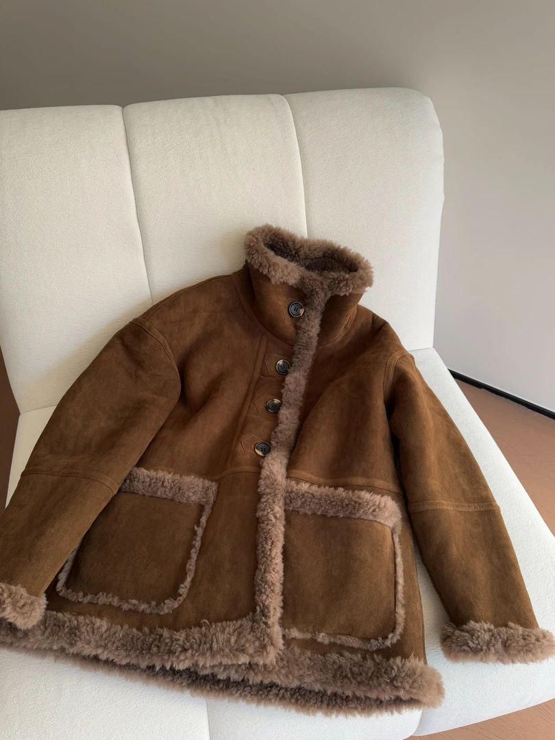 “巧克力毛毛外套”（两面穿）100澳洲羊毛！皮毛一体保暖羊羔皮草外套