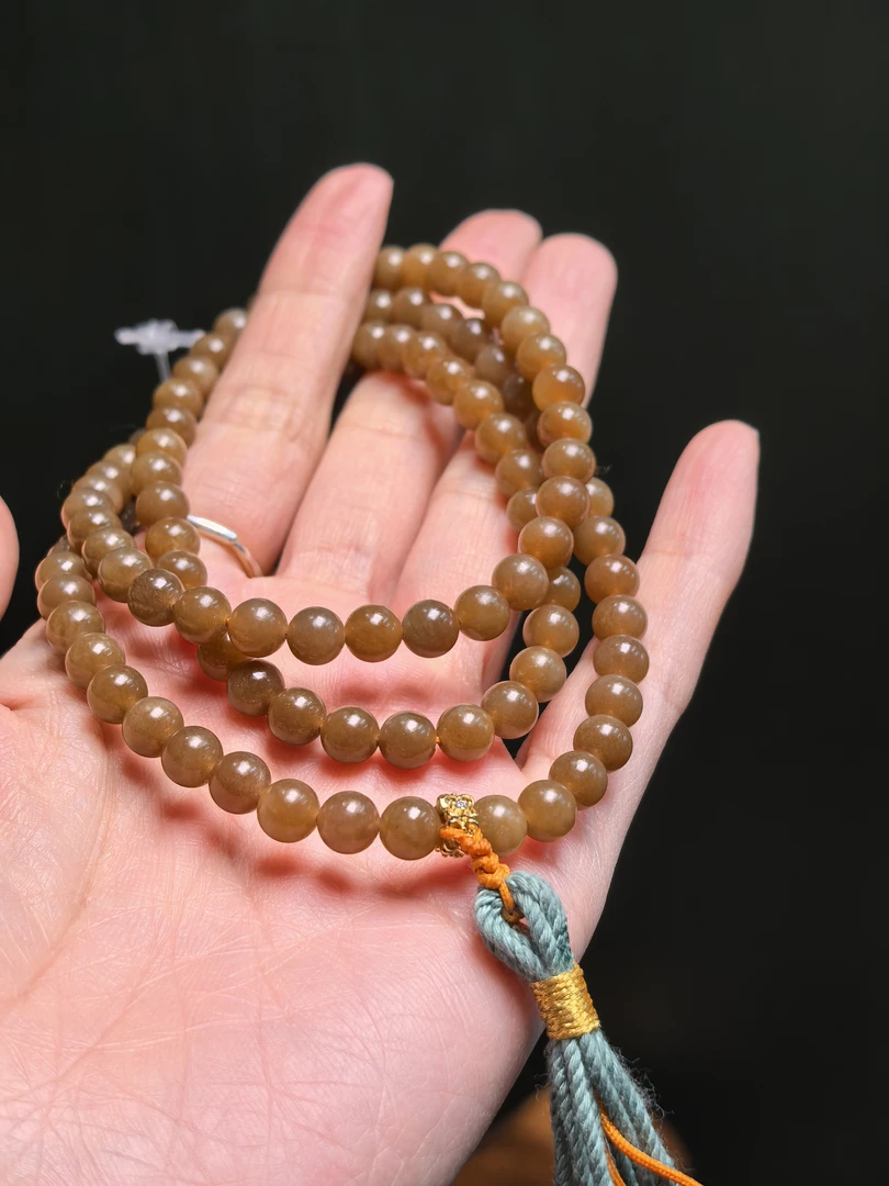 和田玉糖玉手串手持圆珠108颗6mm