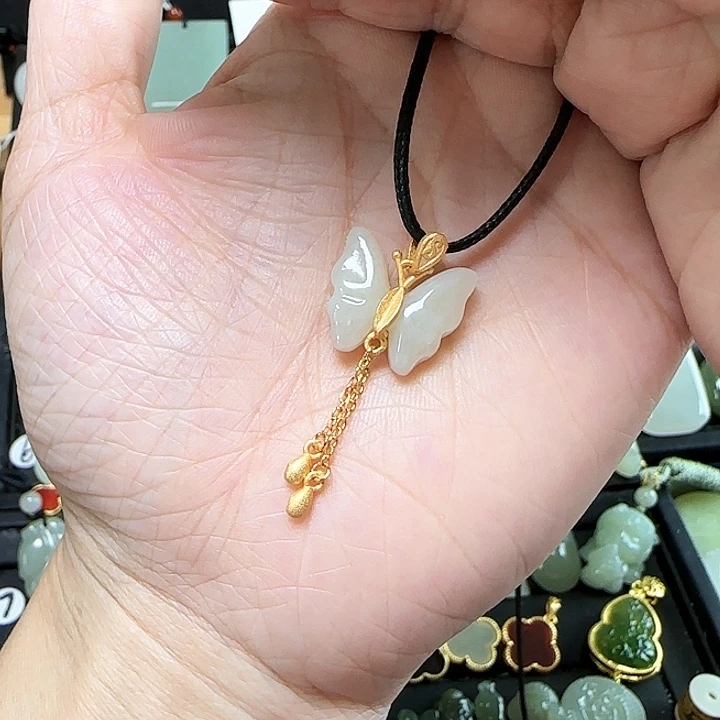 和田玉银S925镶嵌吊坠(不含链)