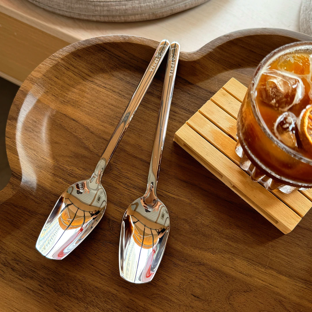 304不锈钢精品玫瑰勺家用汤勺饭勺长柄大头勺茶匙勺ins高颜值