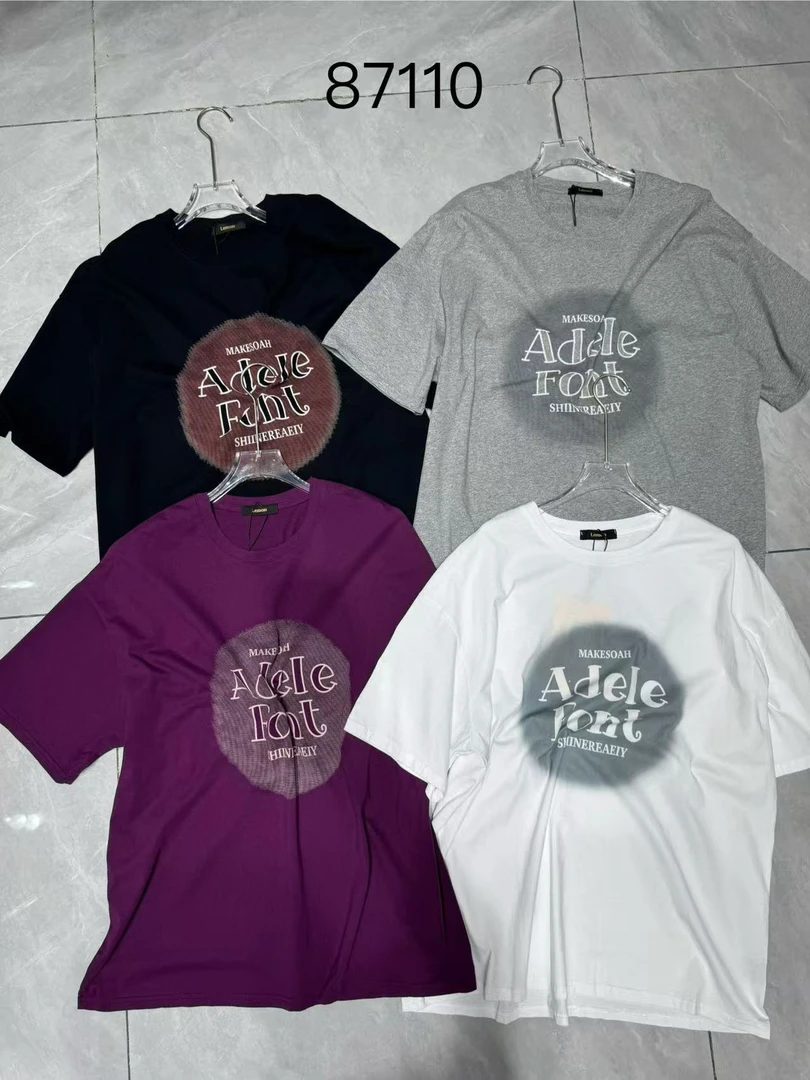 英文字母印花圆领百搭显瘦短袖T恤女