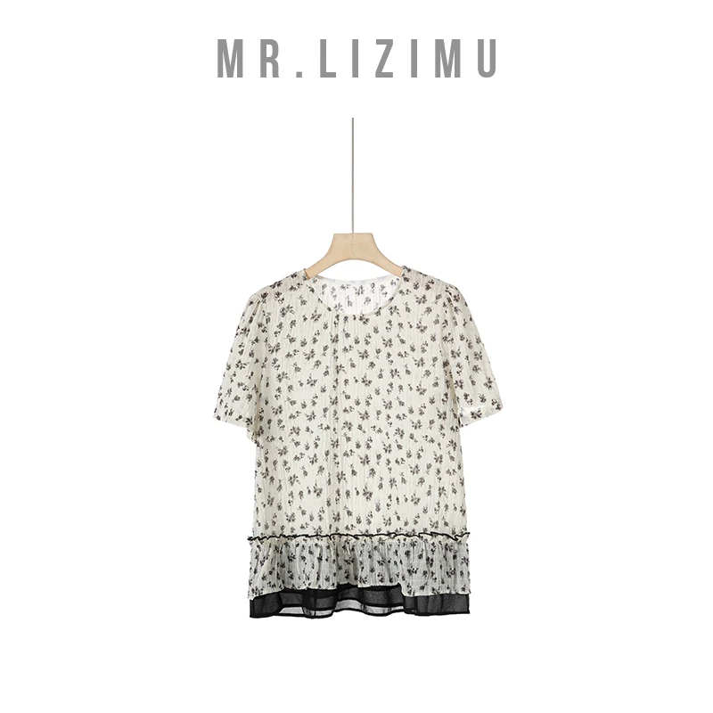 李子木先生荷叶边碎花短袖小衫女款爆款2025新款『夏上新』D6755