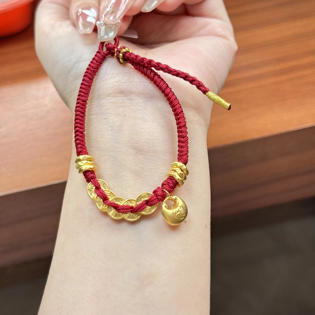 阿敏专属-Y【胖福五帝币红绳】足金999精工（附加68/0）