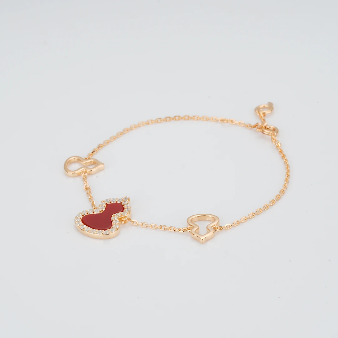 925银合成锆石手链 玫金色红葫芦百搭手链0886