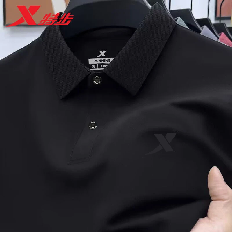 特步polo衫男款官方正品休闲翻领t恤衫秋季新款速干透气运动短袖